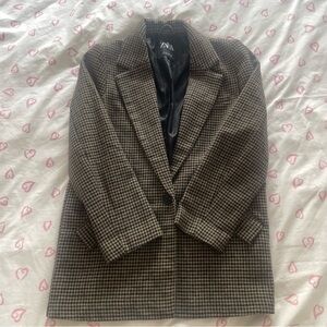 Zara Women's Houndstooth Blazer - Black and Brown